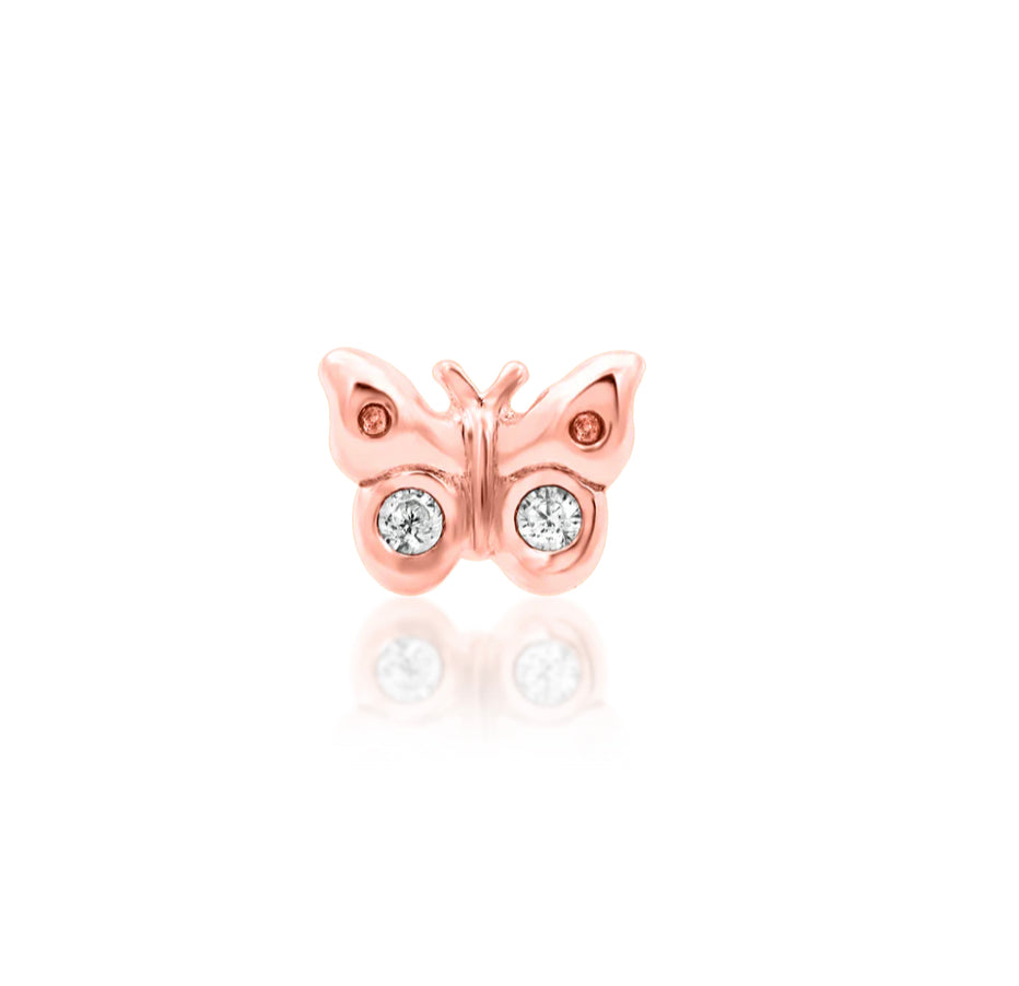 Junipurr Mini Butterfly 14k Gold CZ Threadless End | Delicate 3D Sculpted Piercing Jewellery