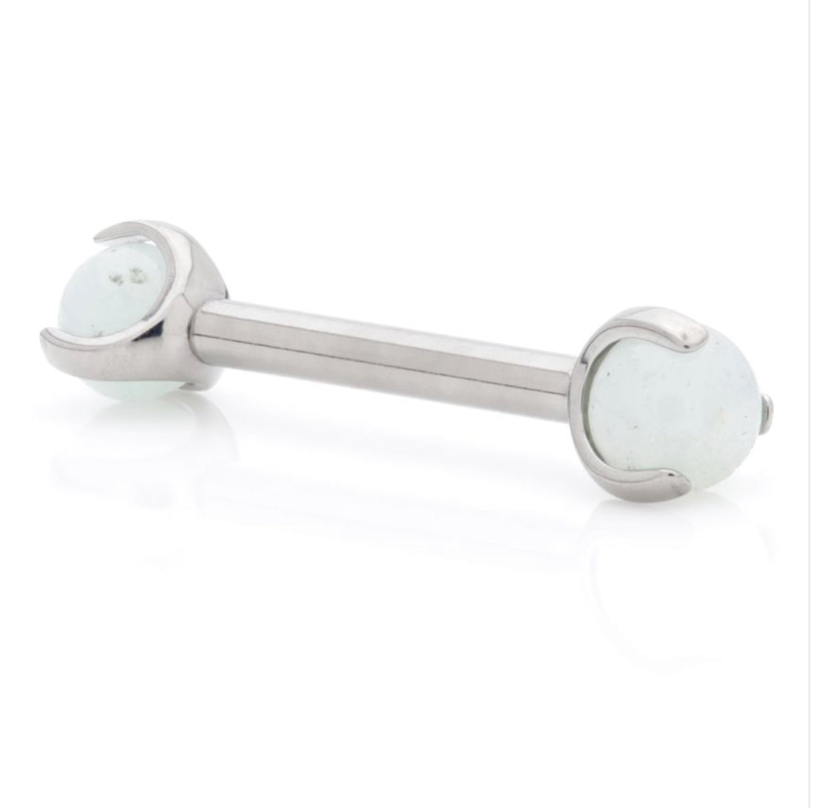 Titanium Internal Nipple Bar Double Aquamarine Stone Ball Attachment
