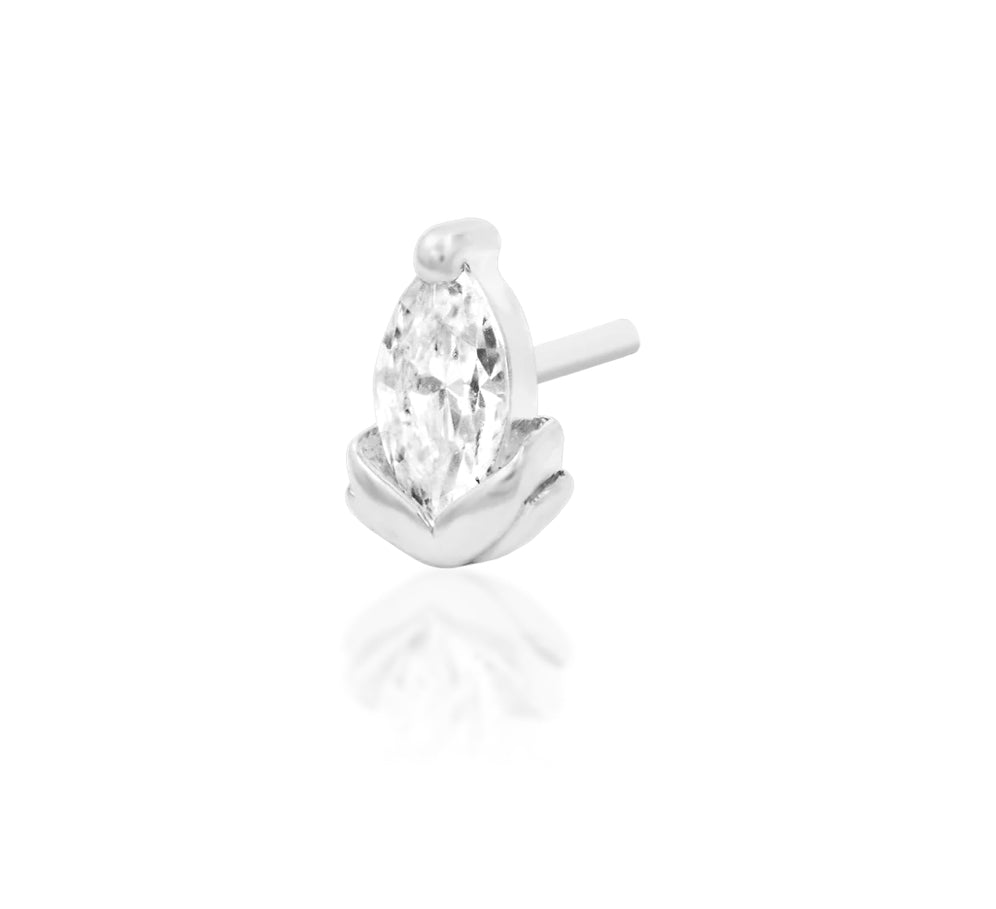 Junipurr – Uma Lobe Helix Conch Threadless End | 14K Gold & White CZ
