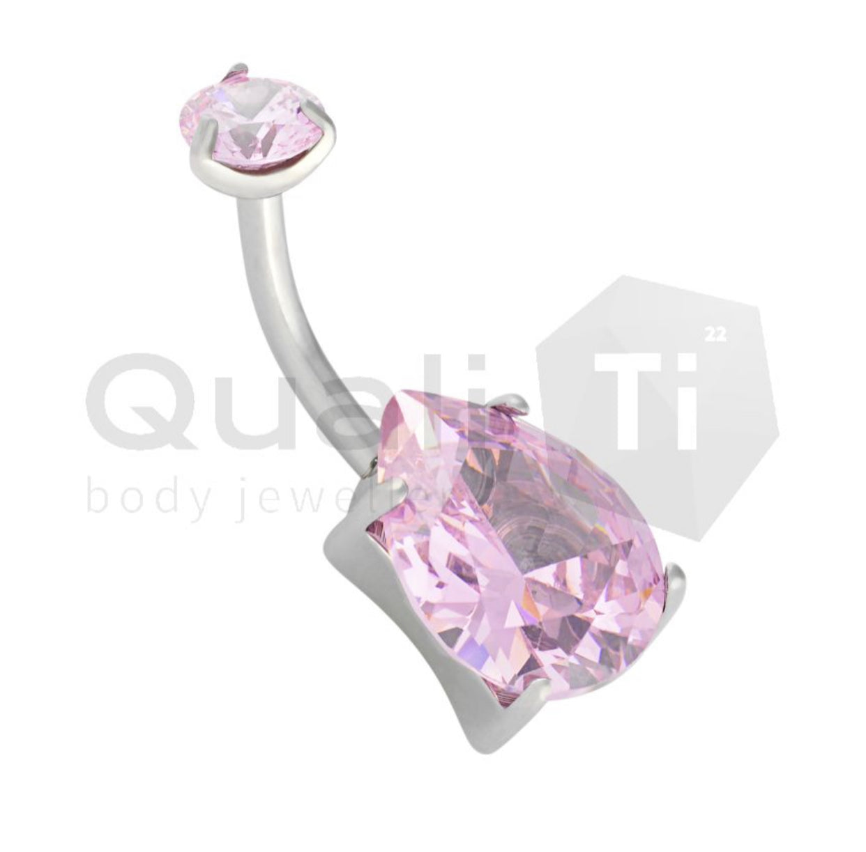 Teardrop Cubic Zirconia Navel Curve QualiTi Titanium (colour variants)