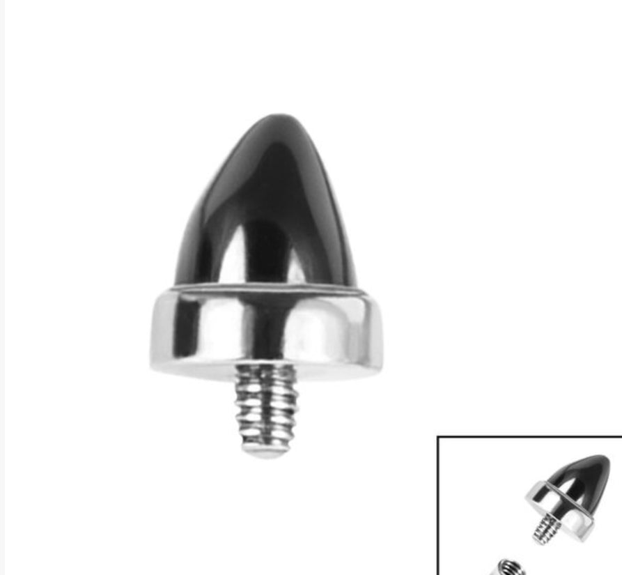 Titanium Bezel Set Black Agate Cone Internal