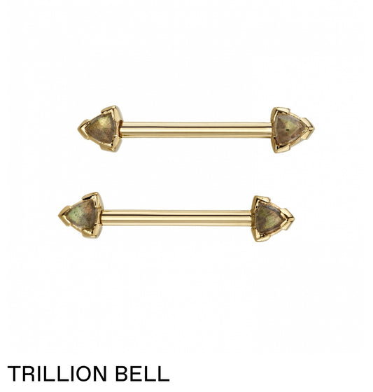 BVLA Design Your Own – Trillion Bell Barbell | Gold & Gemstones