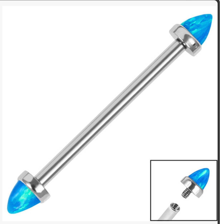 Synth Opal Stones Titanium Internally Threaded Industrial Scaffold Bars