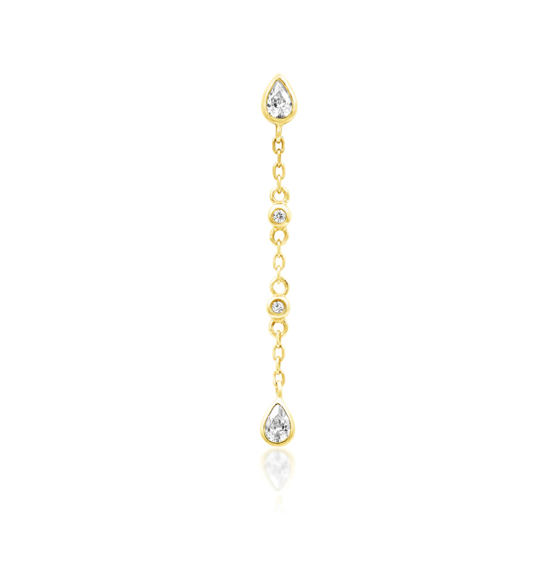 Junipurr Jewellery Maria 14kt Gold Threadless End Chsin Charm Dangle Lobe Earring