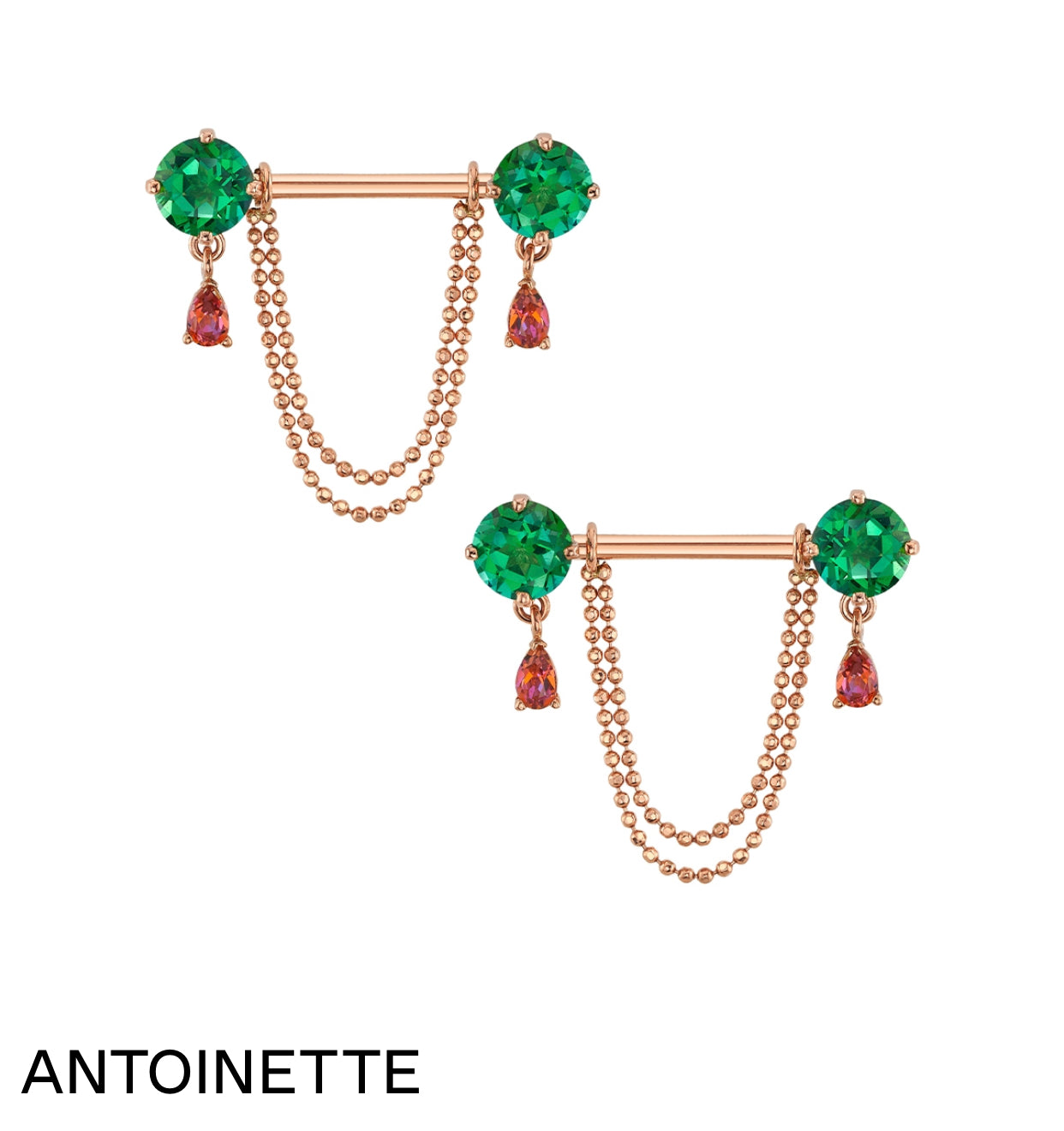 Design Your Own BVLA – Pick Your Setting & Gemstones - Antoinette Chain Dangle Ruby Diamond Sapphire Industrial Nipple Bar