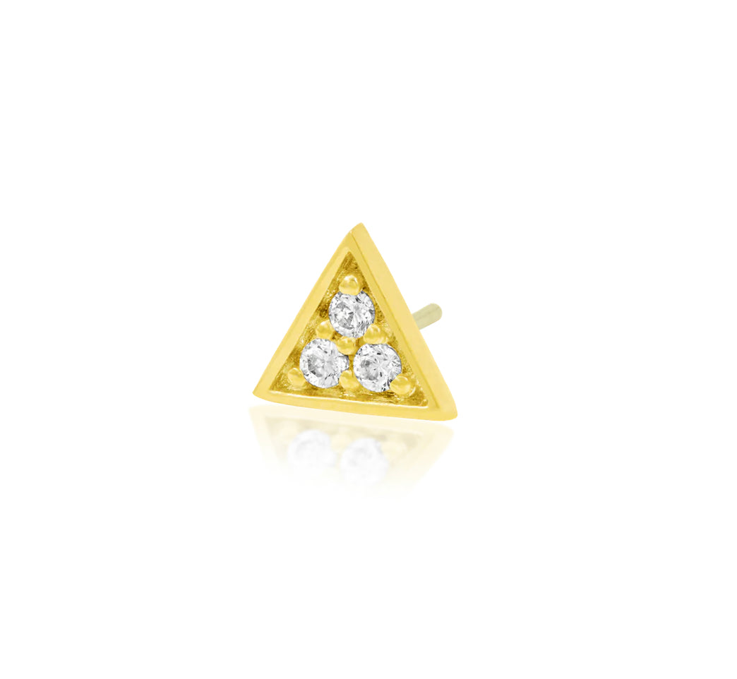 Junipurr Jewellery 14kt Gold Triangle 3 cz Stones Threadless End
