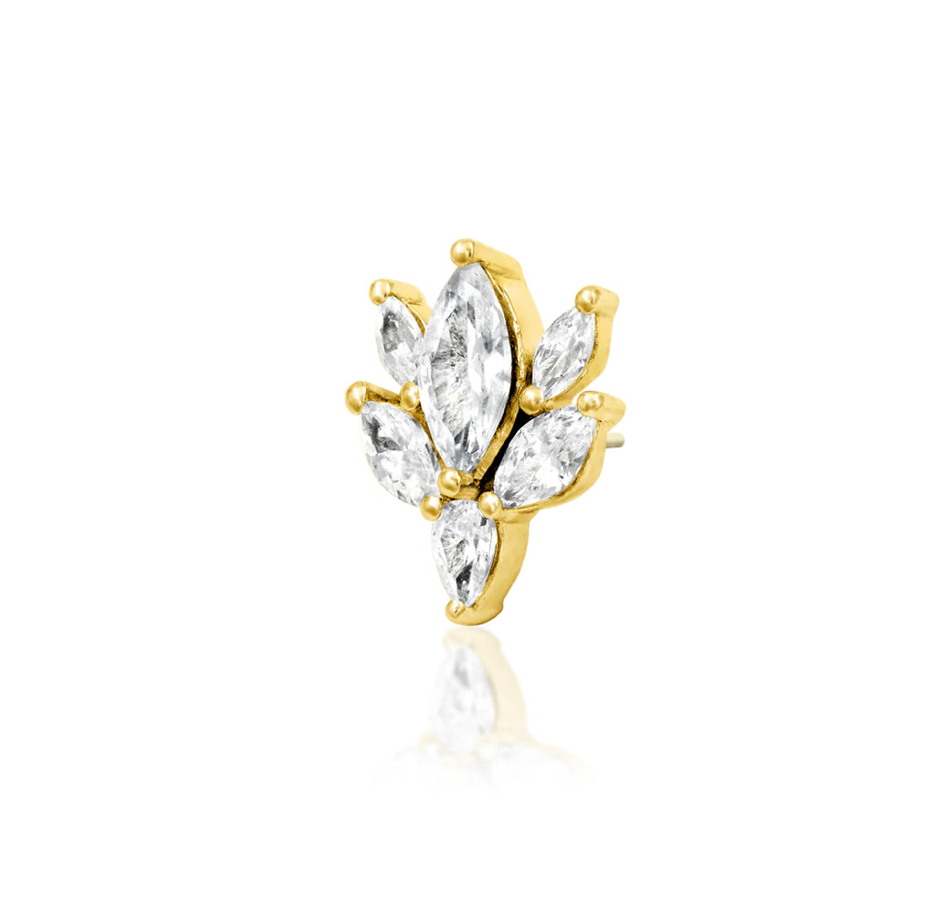 Junipurr Bethany 14k Gold Marquise CZ Threadless End | Elegant Floral Design