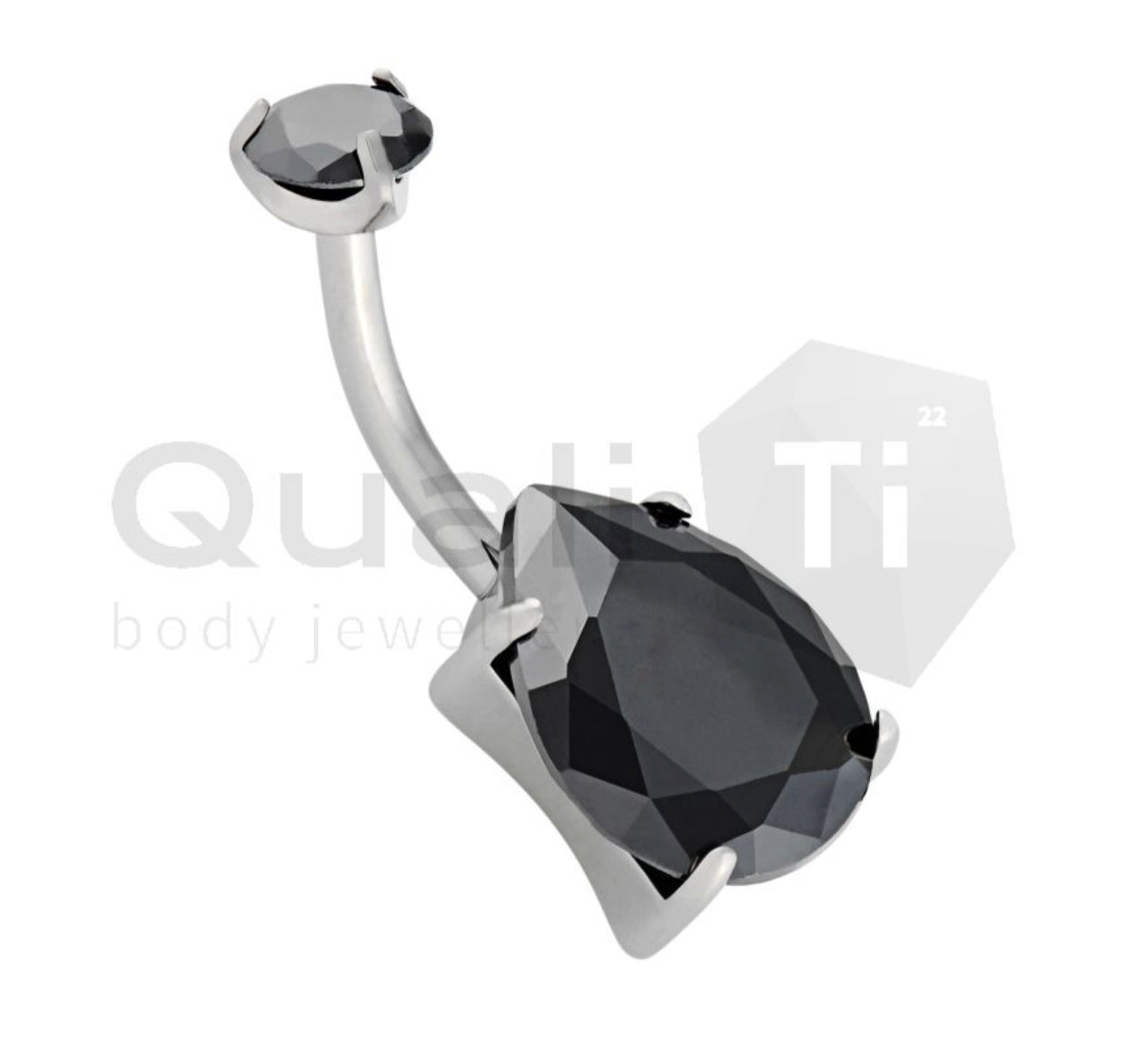 Teardrop Cubic Zirconia Navel Curve QualiTi Titanium (colour variants)