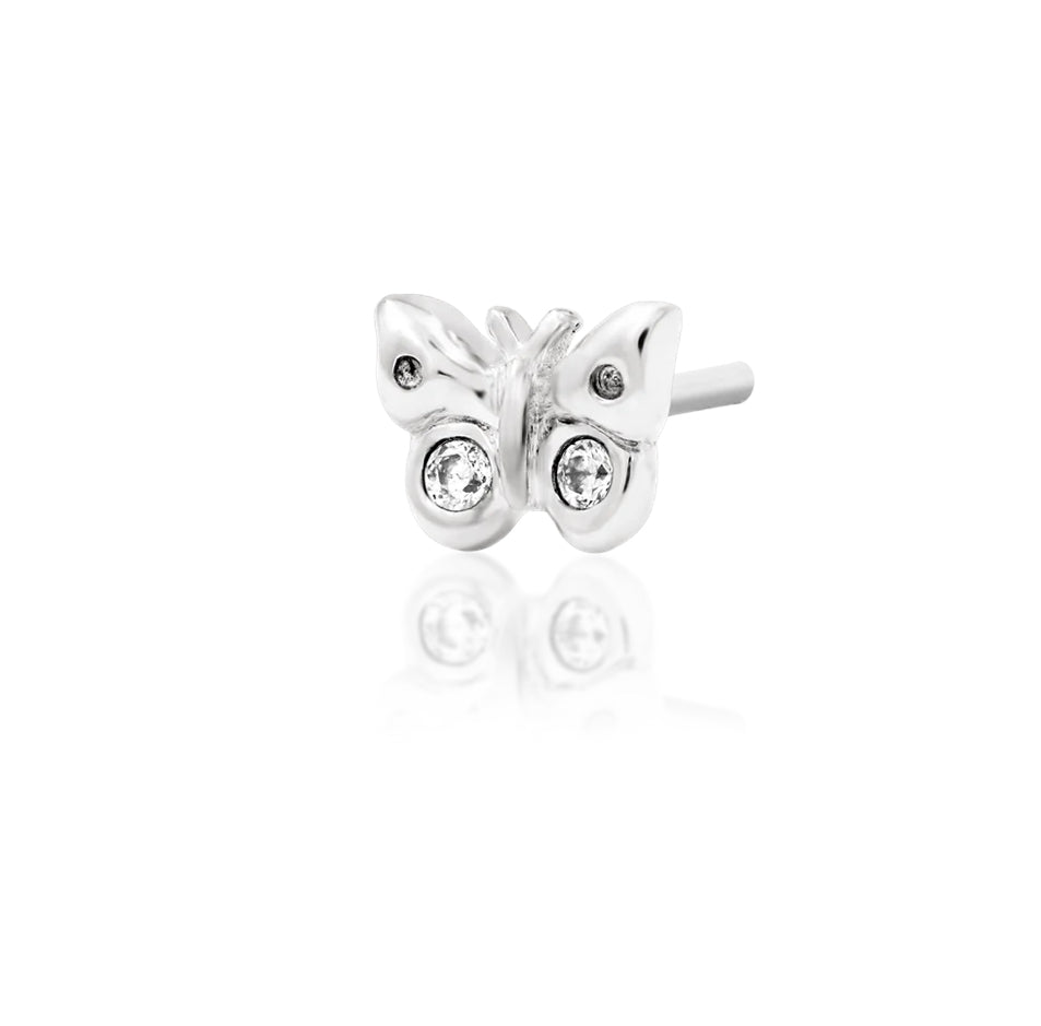 Junipurr Mini Butterfly 14k Gold CZ Threadless End | Delicate 3D Sculpted Piercing Jewellery