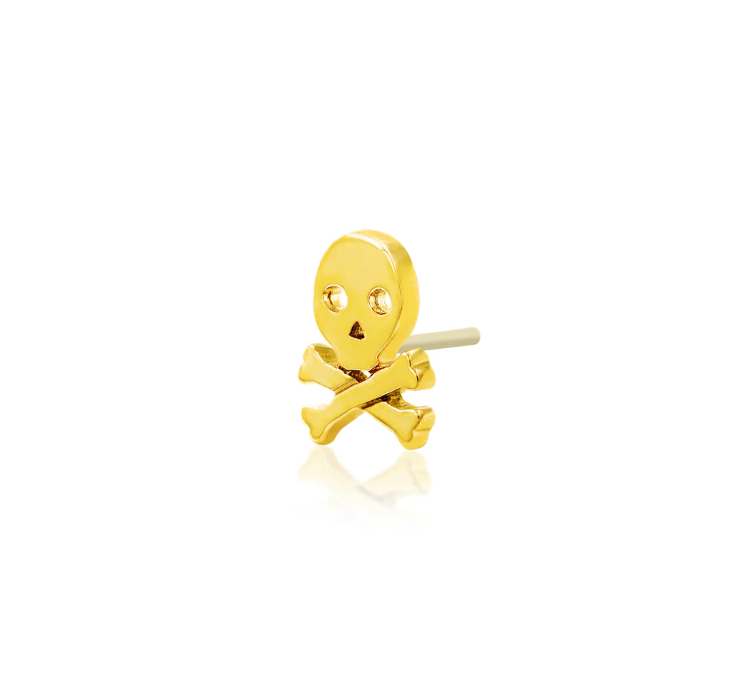 Junipurr Jewellery Gold Skull Crossbone 14kt Threadless End