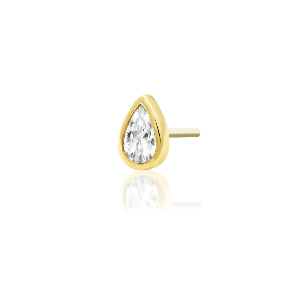 Junipurr – Mary Conch Lobe Threadless End | 14K Gold & Crystal Clear CZ