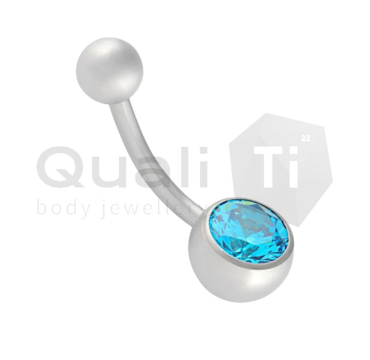 Zirconia Navel Curve QualiTi Titanium (colour variants)