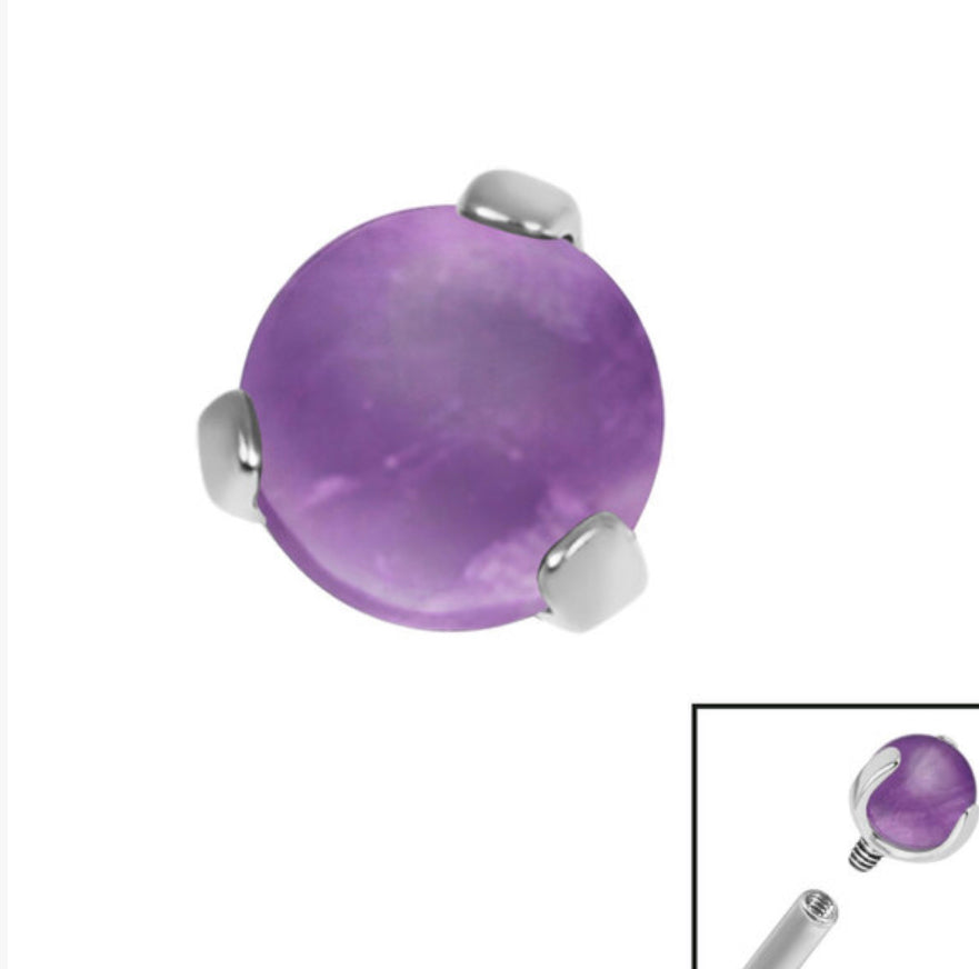 Titanium Claw Set Amethyst Ball for Internal Thread shafts in 1.6mm