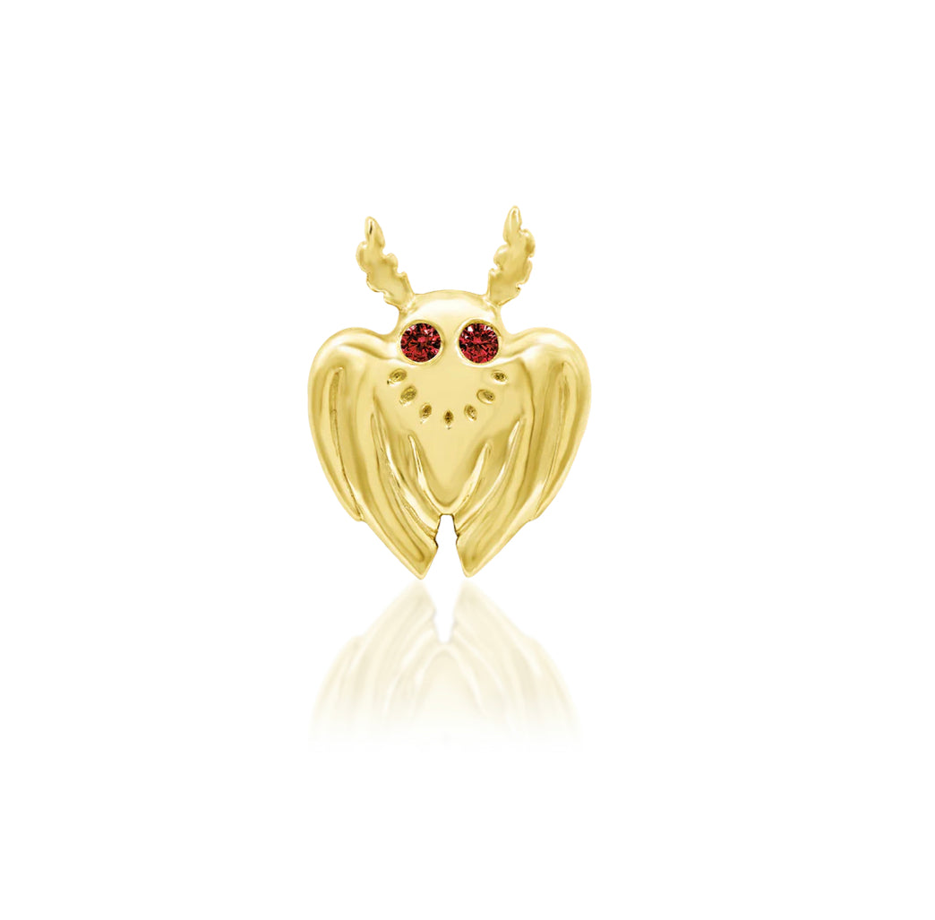 Junipurr Jewellery Mothman 14kt Gold Garnet Moth January Birthstone Threadless End