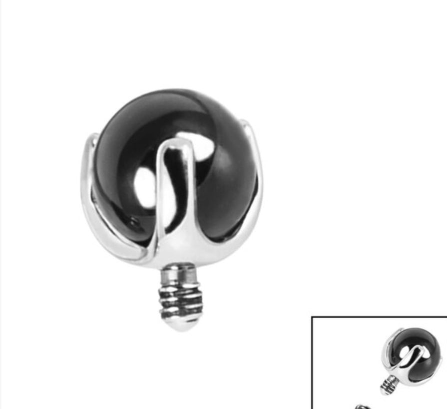Titanium Claw Set Black Agate Ball for Internal