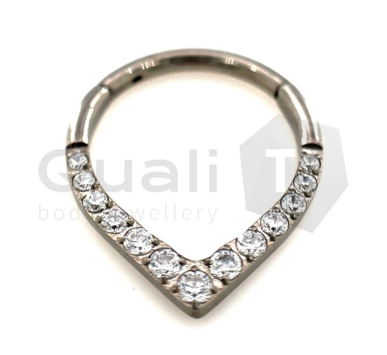 The 'Cygnus' Pavé CZ Hinged Ring titanium