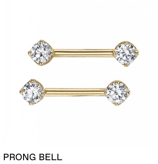 Design Your Own BVLA – Pick Your Setting & Gemstone - Diamond Prong Bell Industrial Nipple Bar