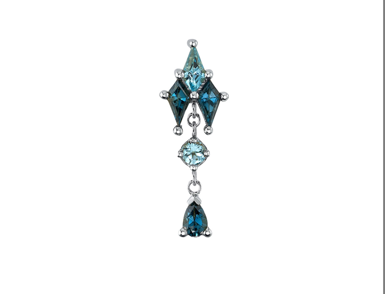 Design Your Own BVLA – Pick Your Setting & Gemstones - Howl Chain Charm Dangle Earring Lobe Helix Amethyst Blue Topaz Attachment Earring