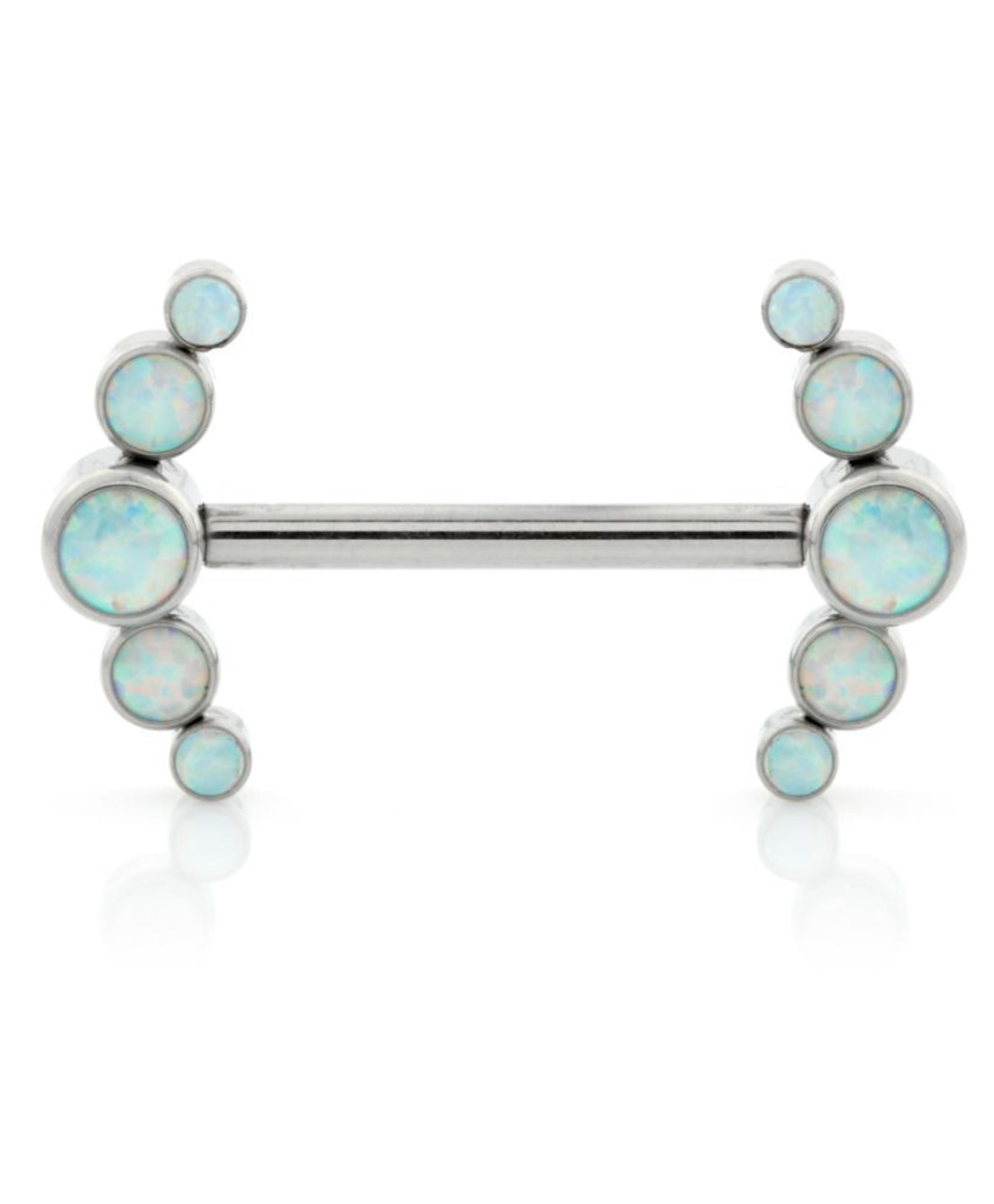 Titanium internal forward facing double crescent Opal barbell