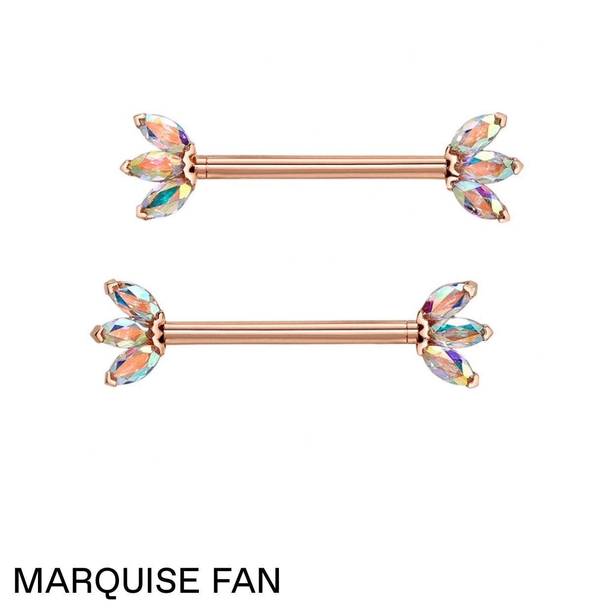 Design Your Own BVLA – Pick Your Setting & Gemstones - Custom Order Marquise Fan Industrial Nipple Bar