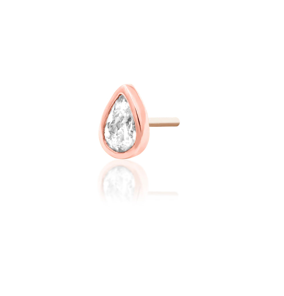 Junipurr – Mary Conch Lobe Threadless End | 14K Gold & Crystal Clear CZ