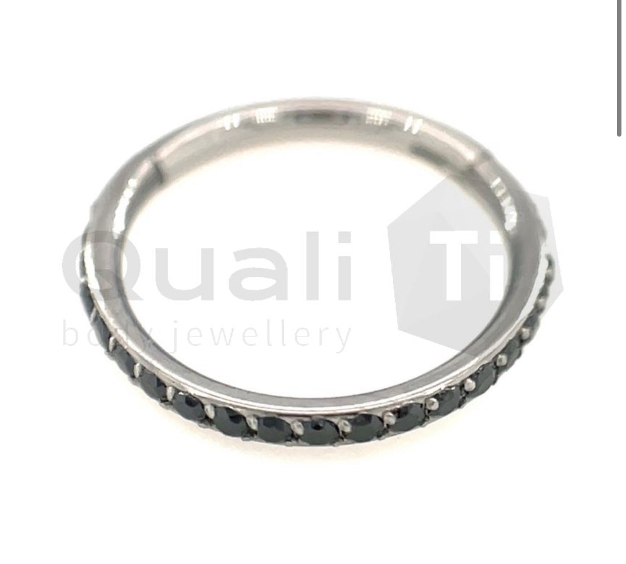 The 'Morticia' Liquorice Crystal Hinged Titanium Ring
