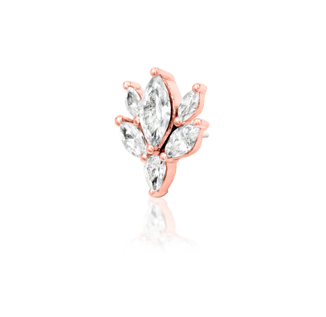 Junipurr Bethany 14k Gold Marquise CZ Threadless End | Elegant Floral Design