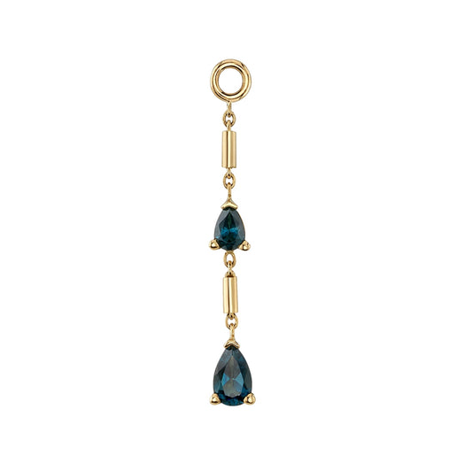Design Your Own BVLA – Pick Your Setting & Gemstones - Two Tears Gold Chain Charm Dangle Earring
