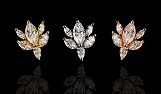 Junipurr Bethany 14k Gold Marquise CZ Threadless End | Elegant Floral Design