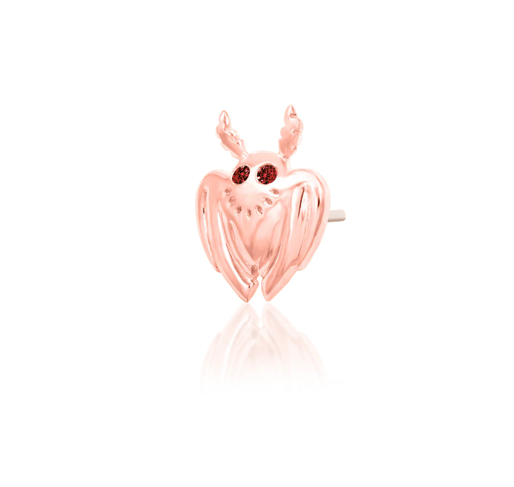 Junipurr Jewellery Mothman 14kt Gold Garnet Moth January Birthstone Threadless End