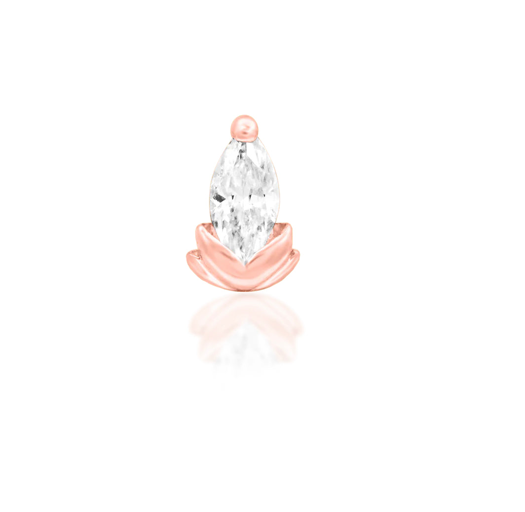 Junipurr – Uma Lobe Helix Conch Threadless End | 14K Gold & White CZ