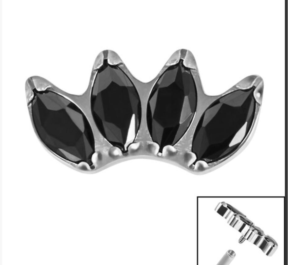 Titanium Claw Set 4 CZ Jewel Marquise Fan (colour variants)