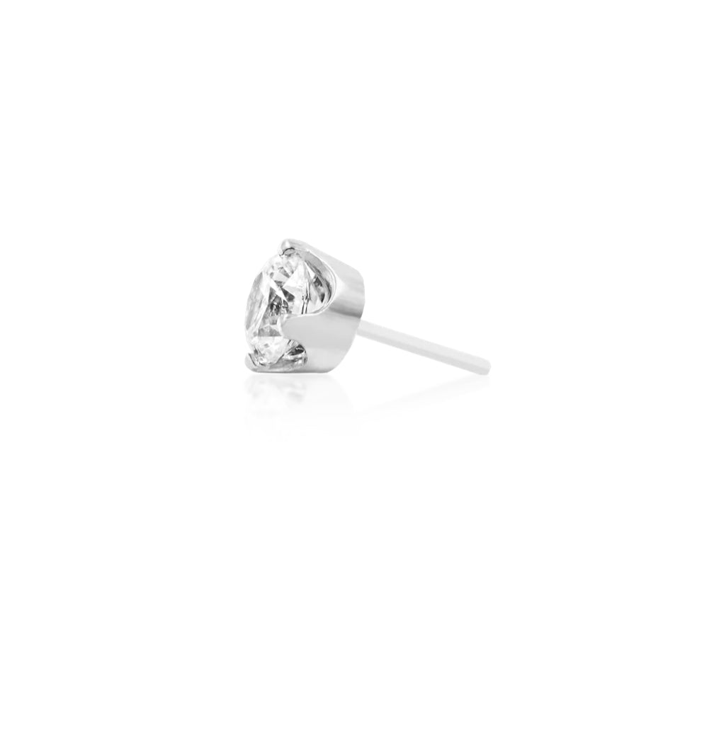 Junipurr Prong Set CZ 14kt Gold Threadless End | Helix Lobe Tragus