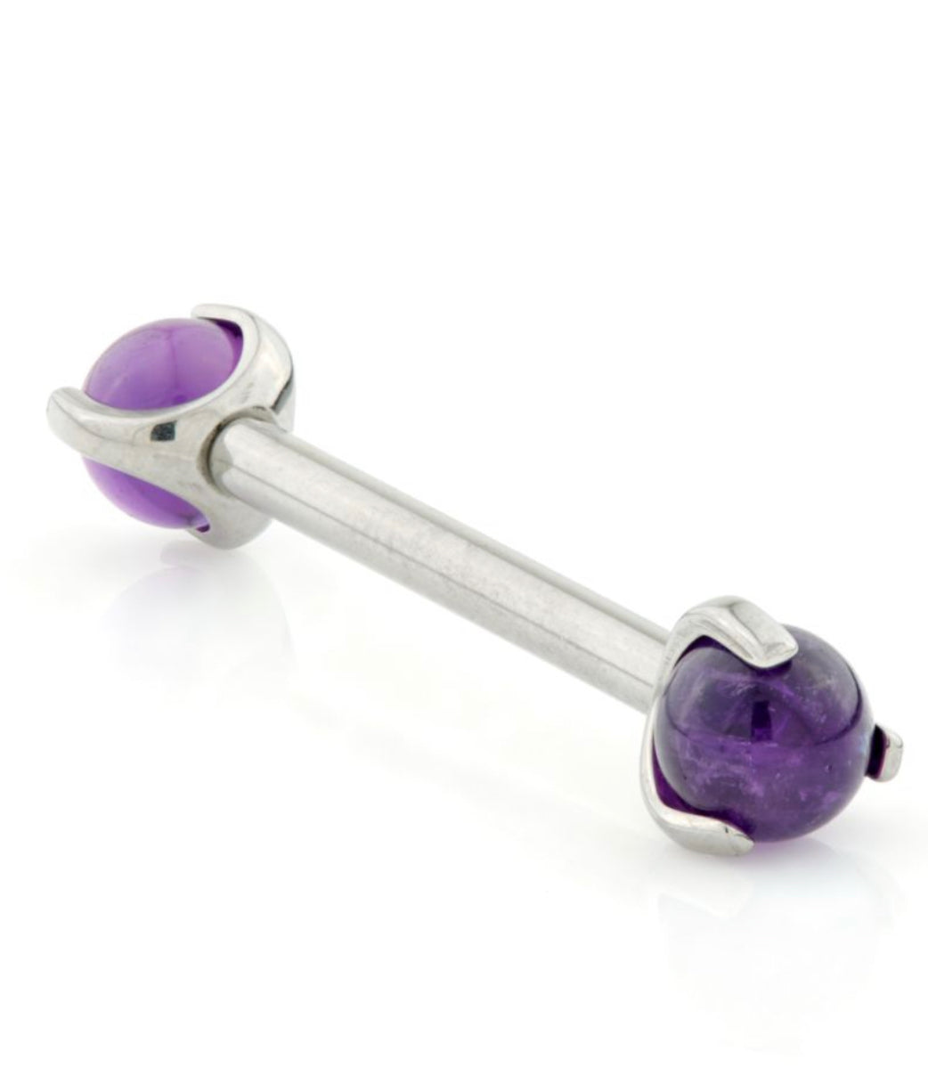 Titanium Internal Barbell Double Amethyst Stone Ball Attachment