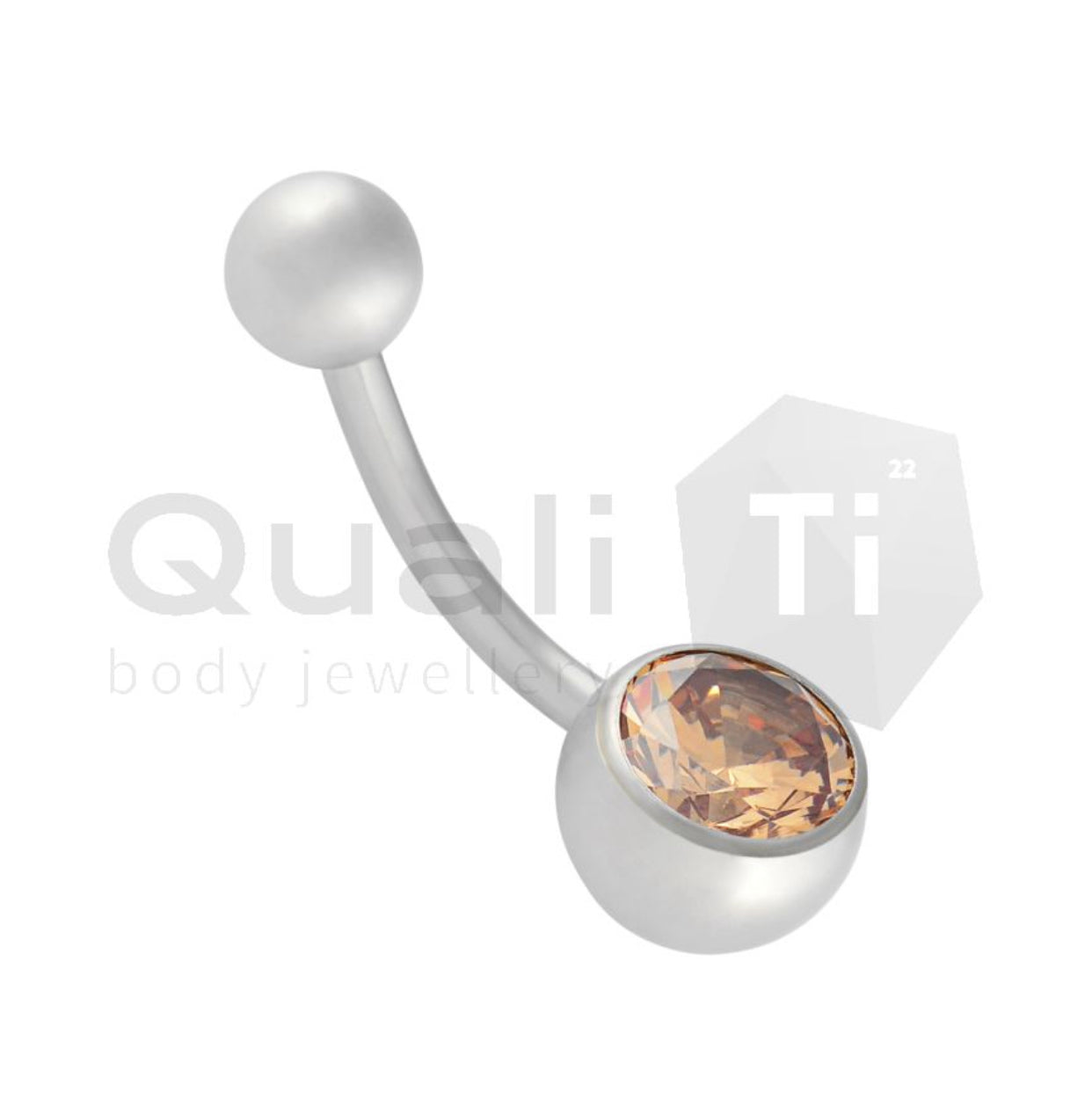 Zirconia Navel Curve QualiTi Titanium (colour variants)