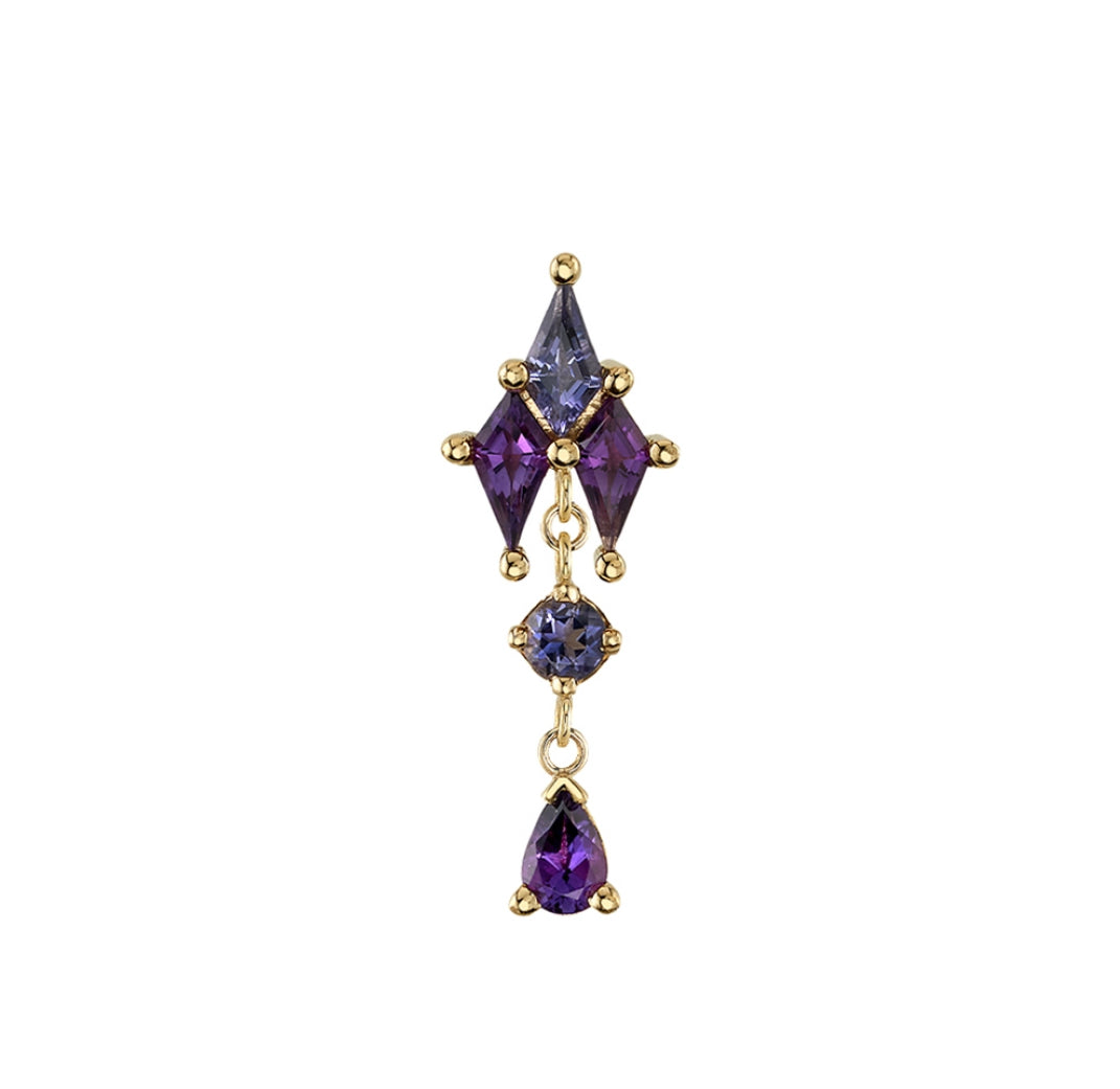 Design Your Own BVLA – Pick Your Setting & Gemstones - Howl Chain Charm Dangle Earring Lobe Helix Amethyst Blue Topaz Attachment Earring