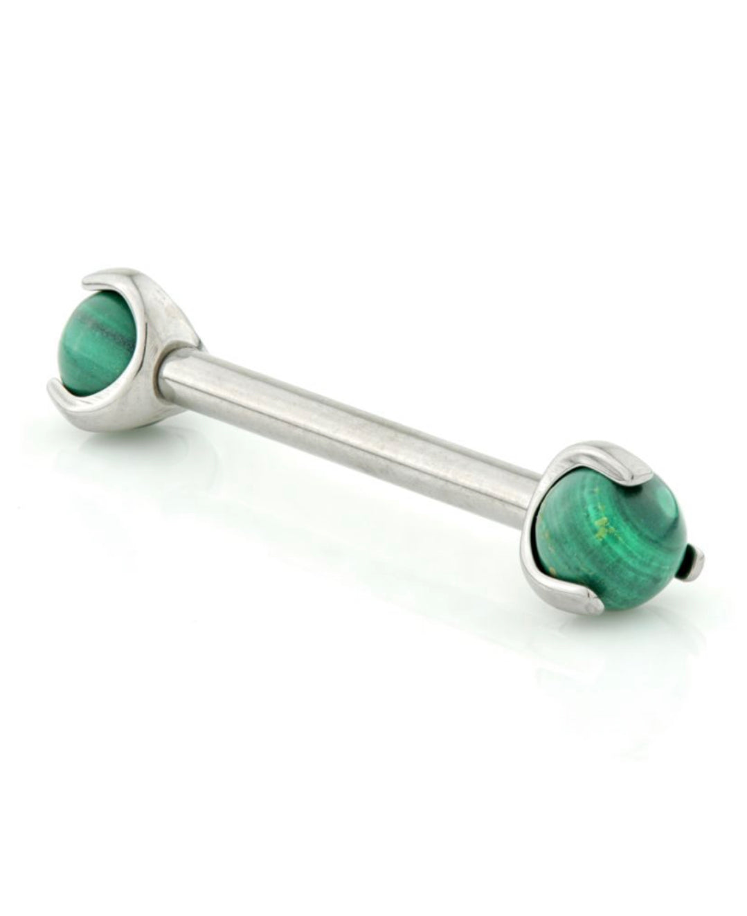 Titanium Internal Barbell Double Malachite Stone Ball Attachment