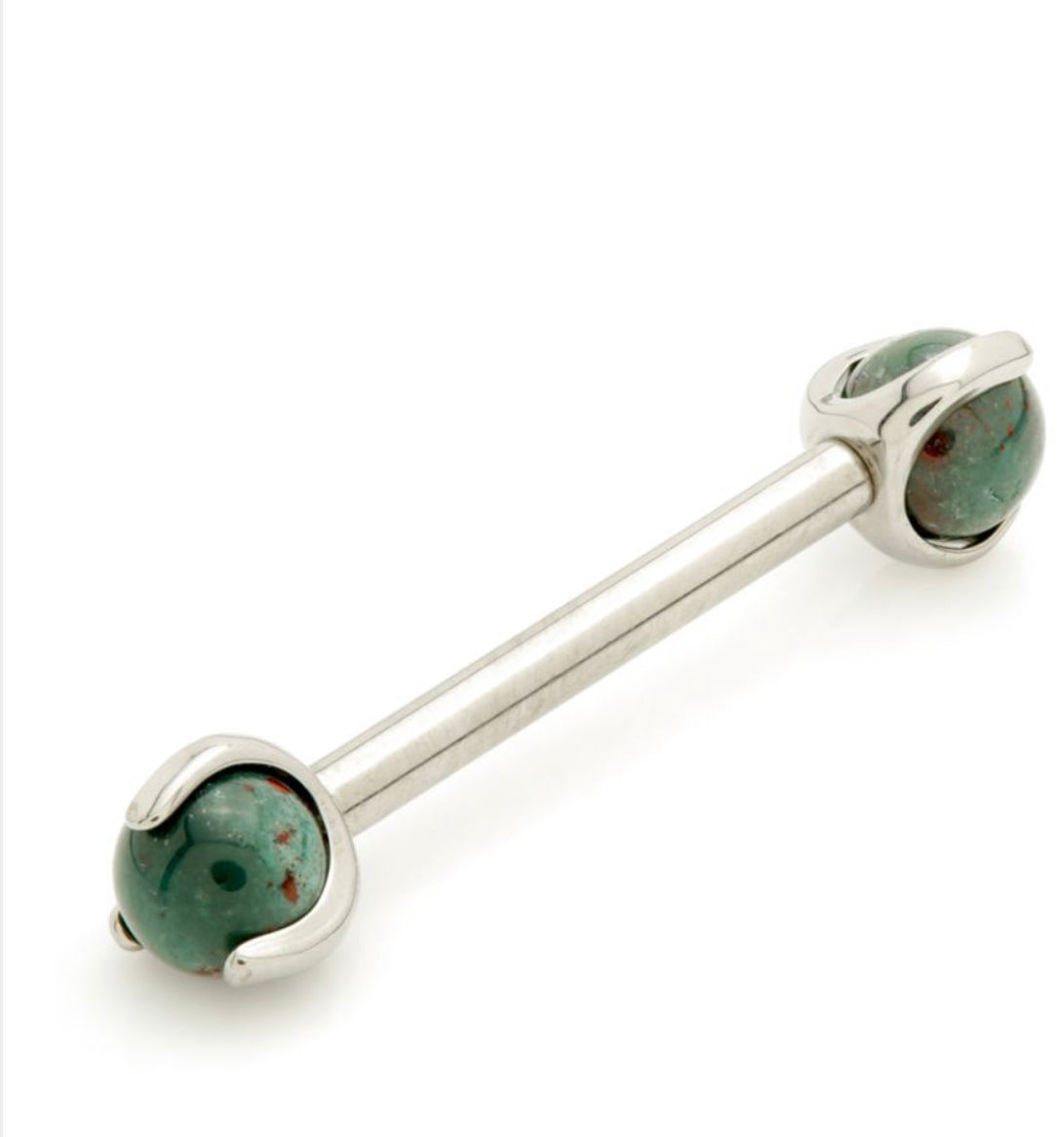 Titanium Internal Prong Nipple Bar With Bloodstone