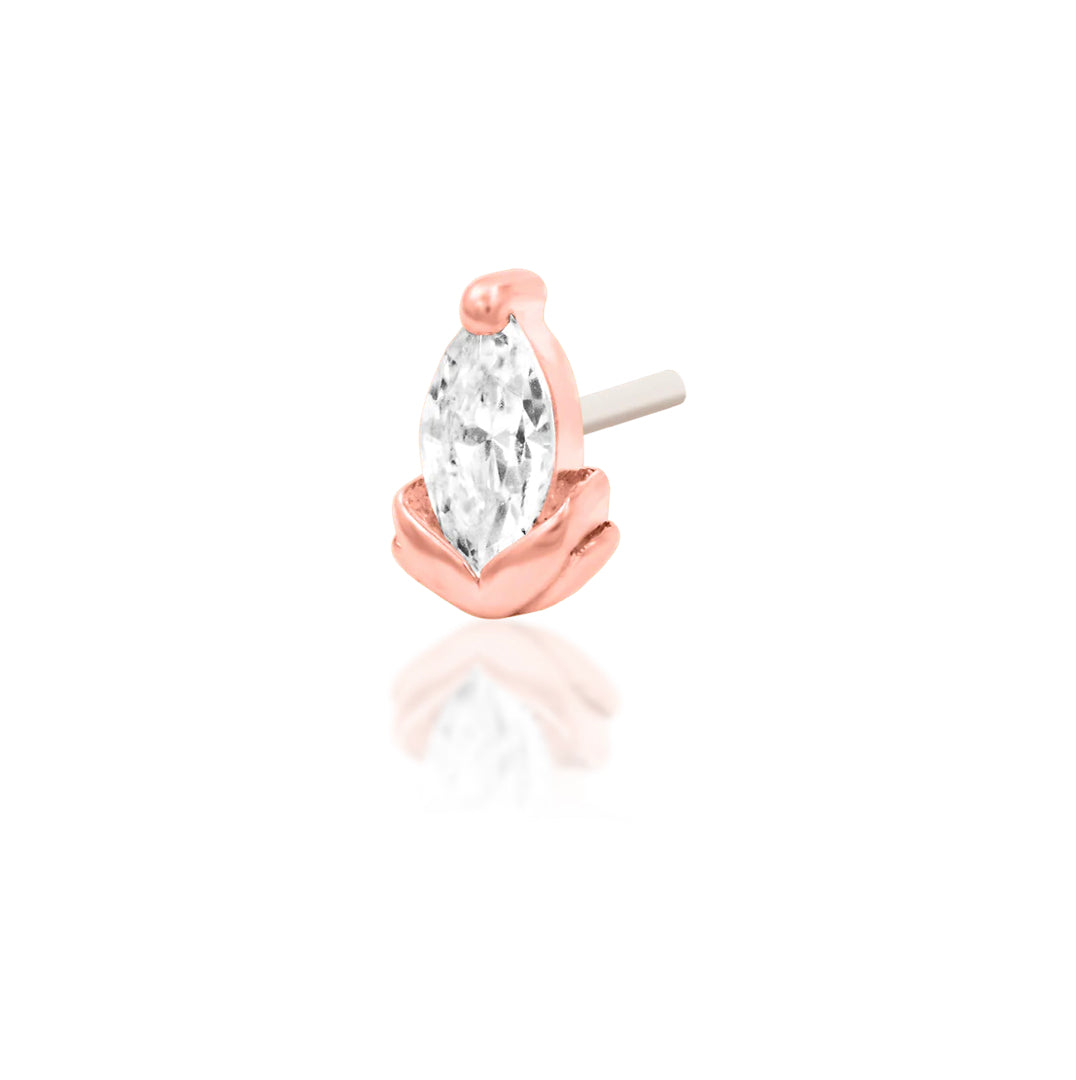Junipurr – Uma Lobe Helix Conch Threadless End | 14K Gold & White CZ
