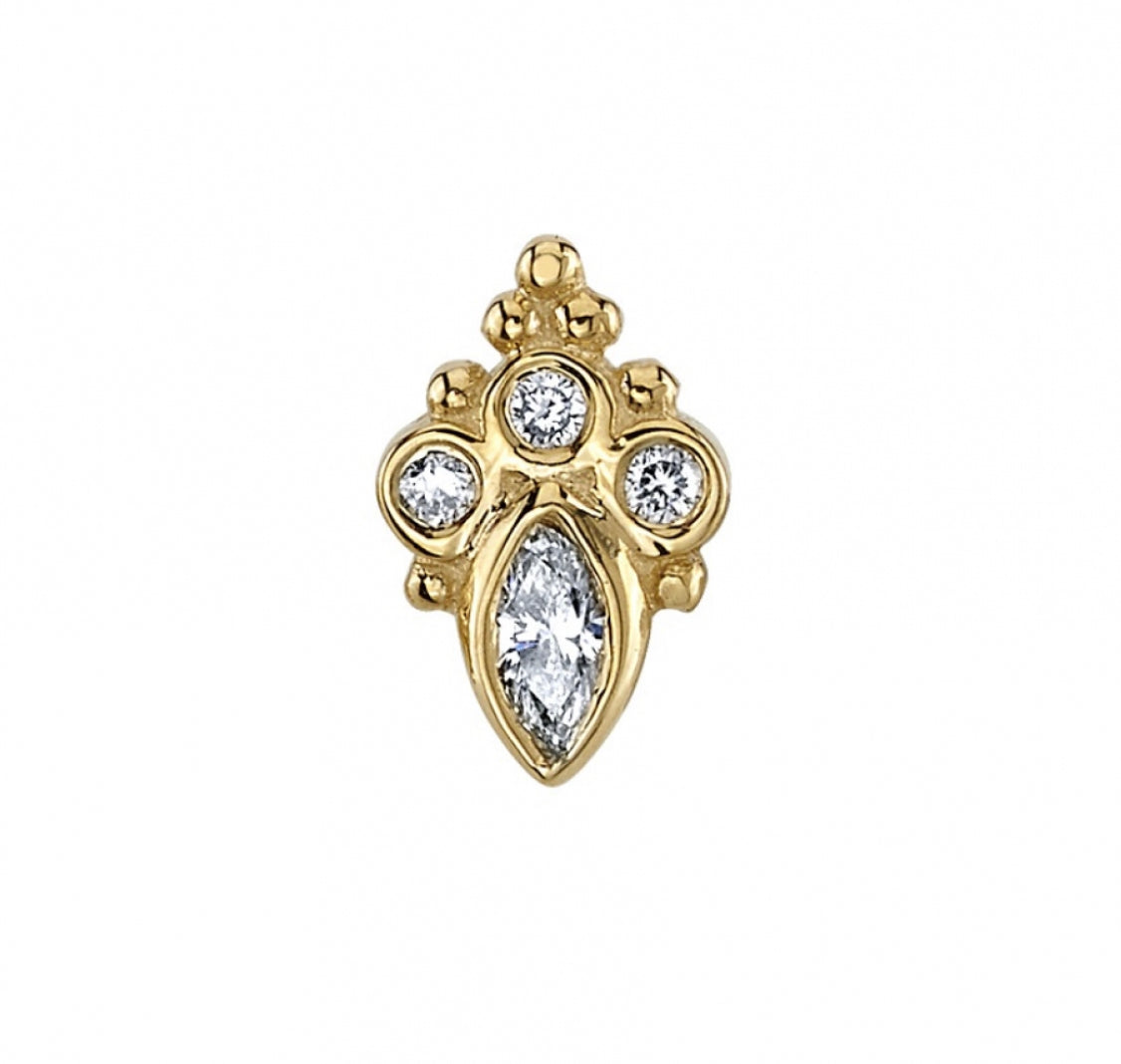 Design Your Own BVLA – Pick Your Setting & Gemstones - Marquise Sarai Gold Conch Helix Earring