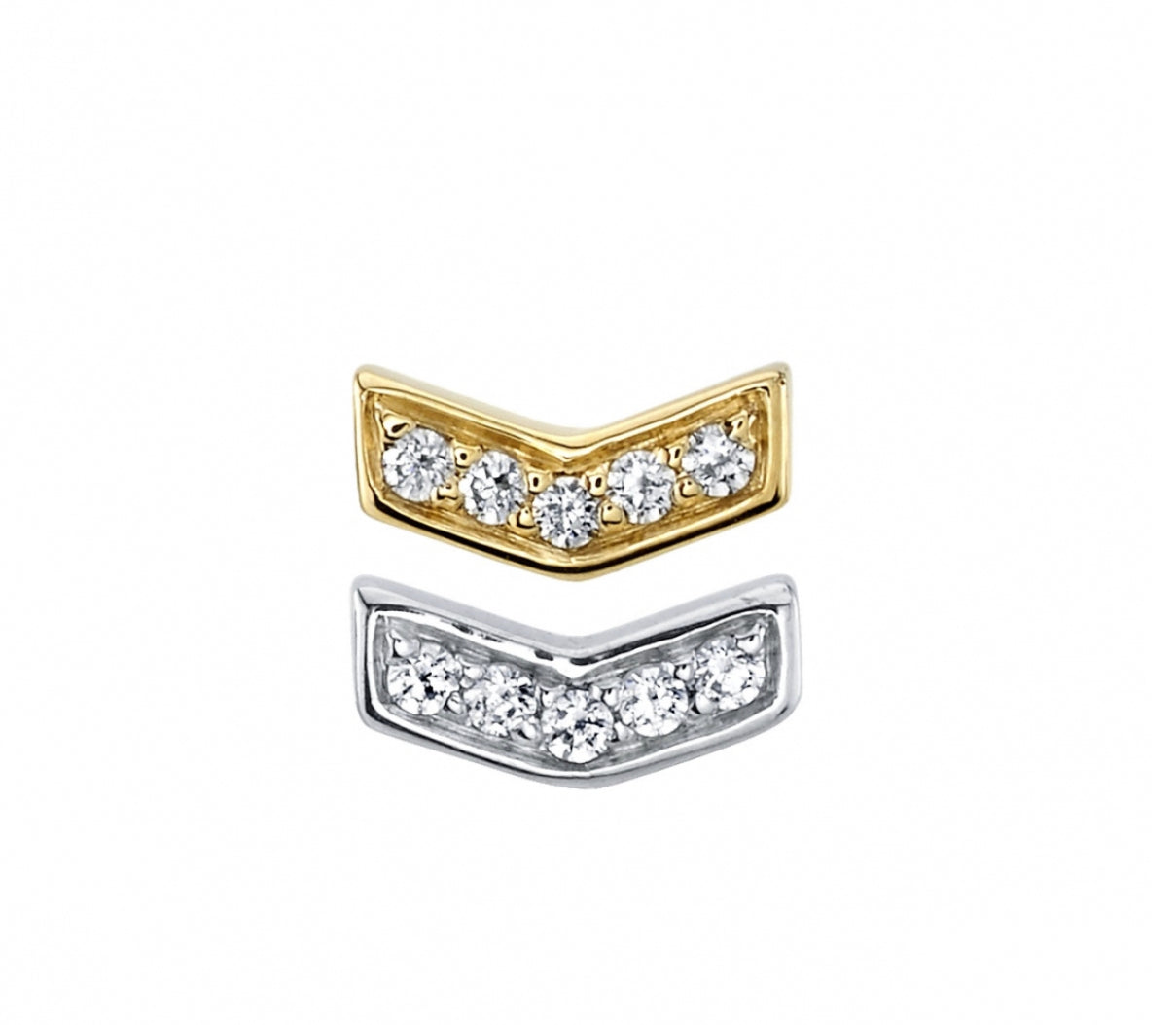 Design Your Own BVLA – Pick Your Setting & Gemstones - Chevron Diamond Gold Lobe Helix Earring