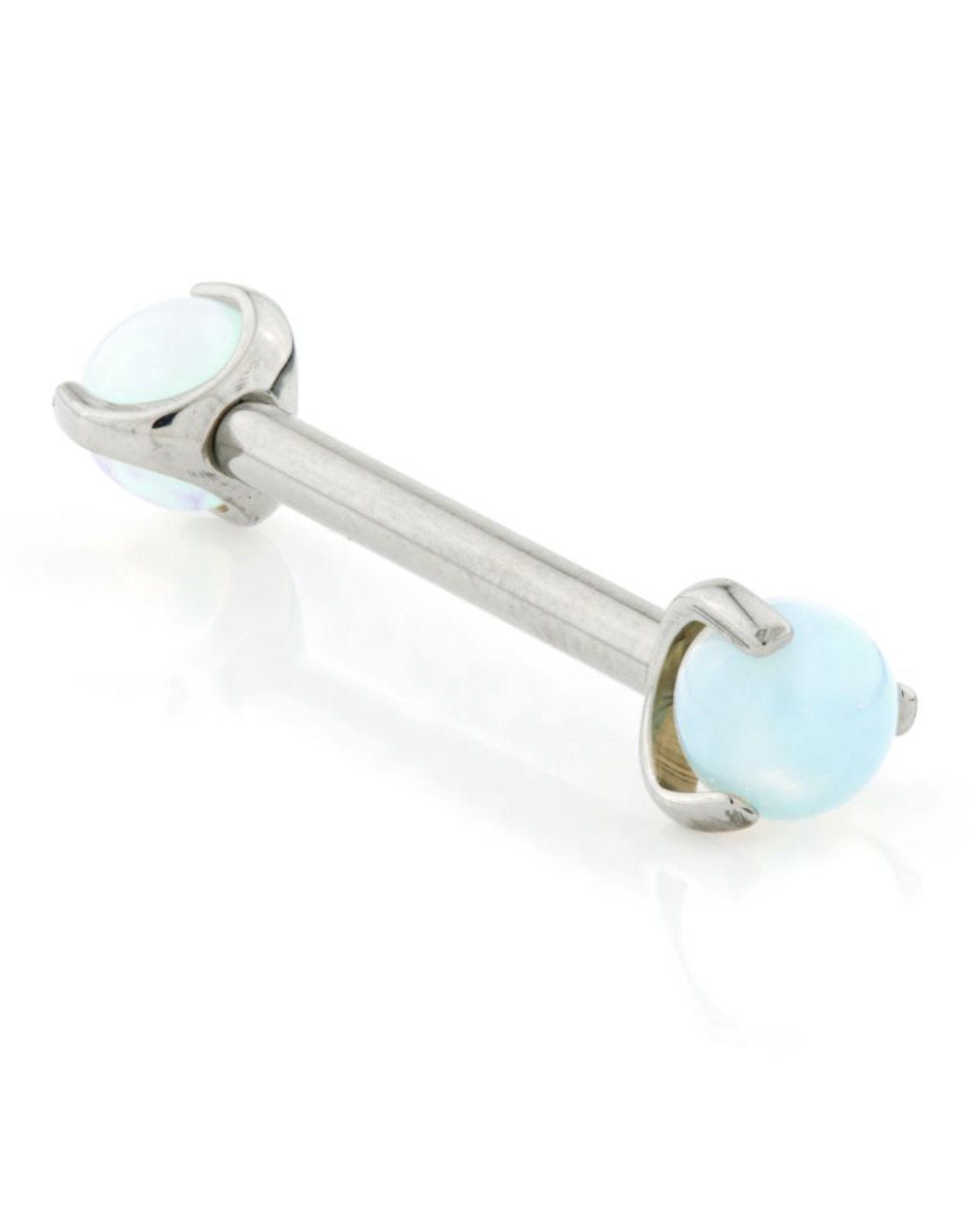 Titanium Internal Nipple Bar Double Opalite Stone Ball Attachment
