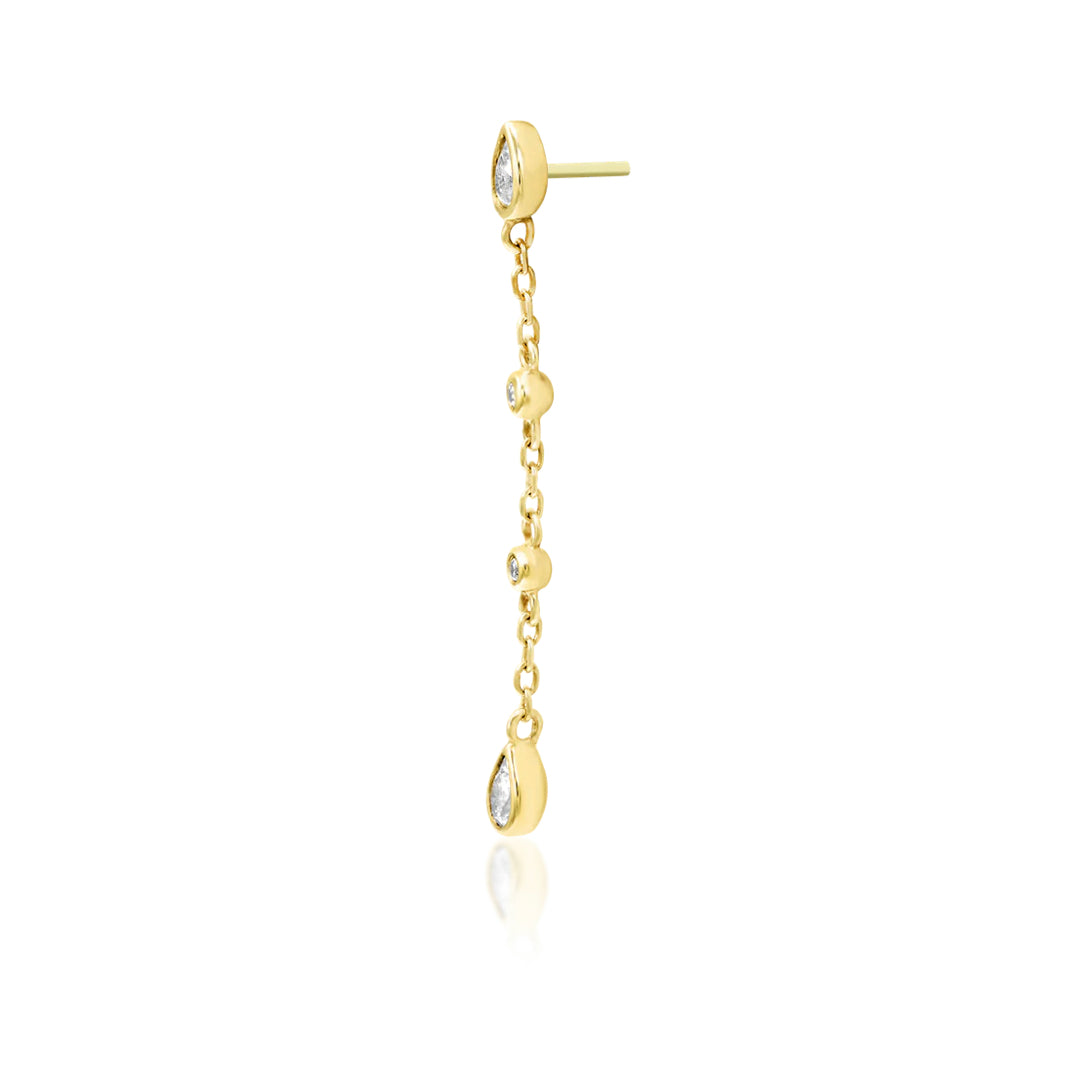 Junipurr Jewellery Maria 14kt Gold Threadless End Chsin Charm Dangle Lobe Earring