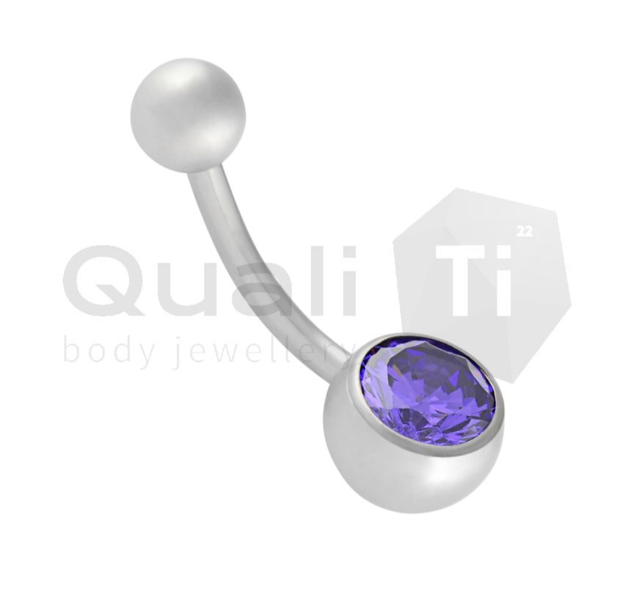 Zirconia Navel Curve QualiTi Titanium (colour variants)