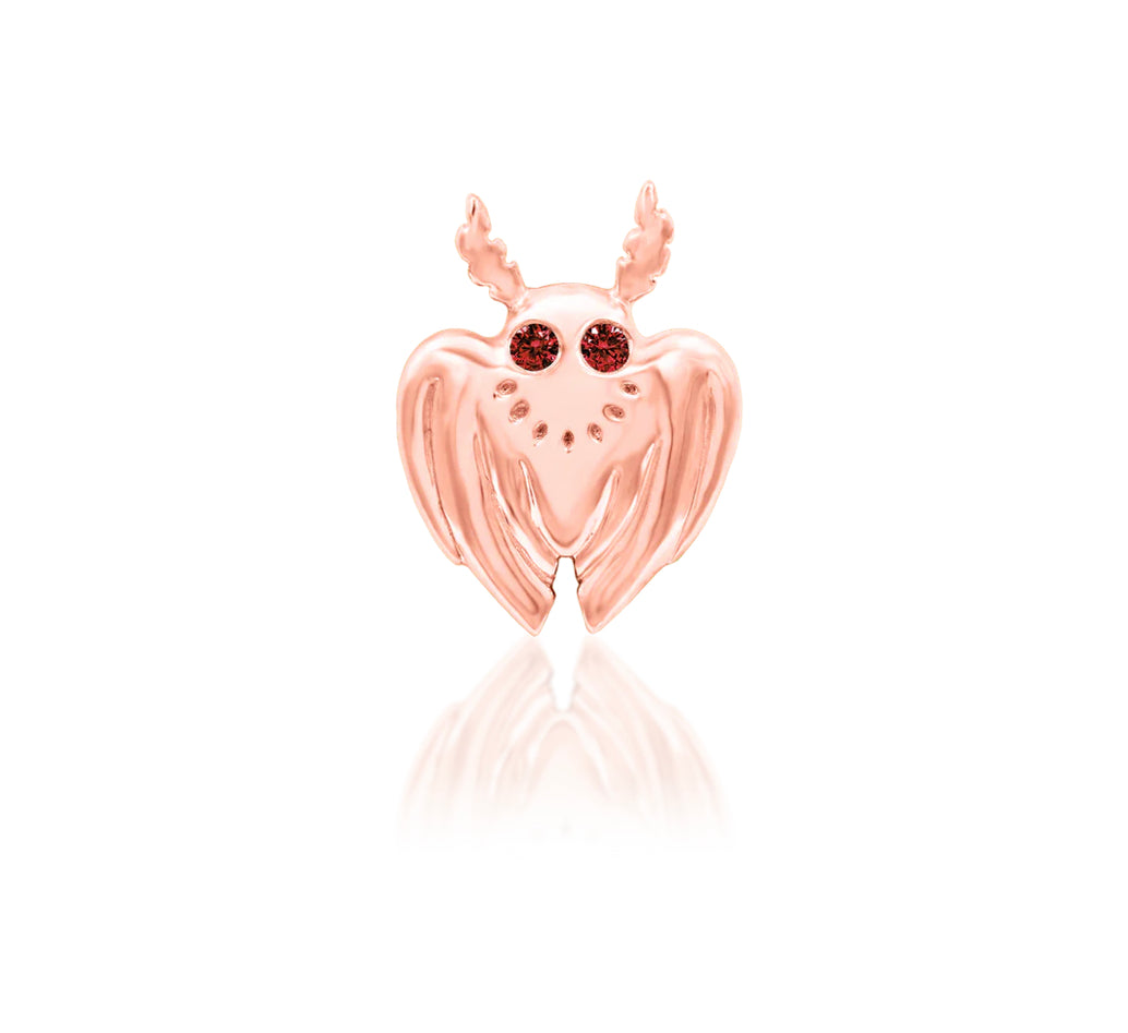 Junipurr Jewellery Mothman 14kt Gold Garnet Moth January Birthstone Threadless End