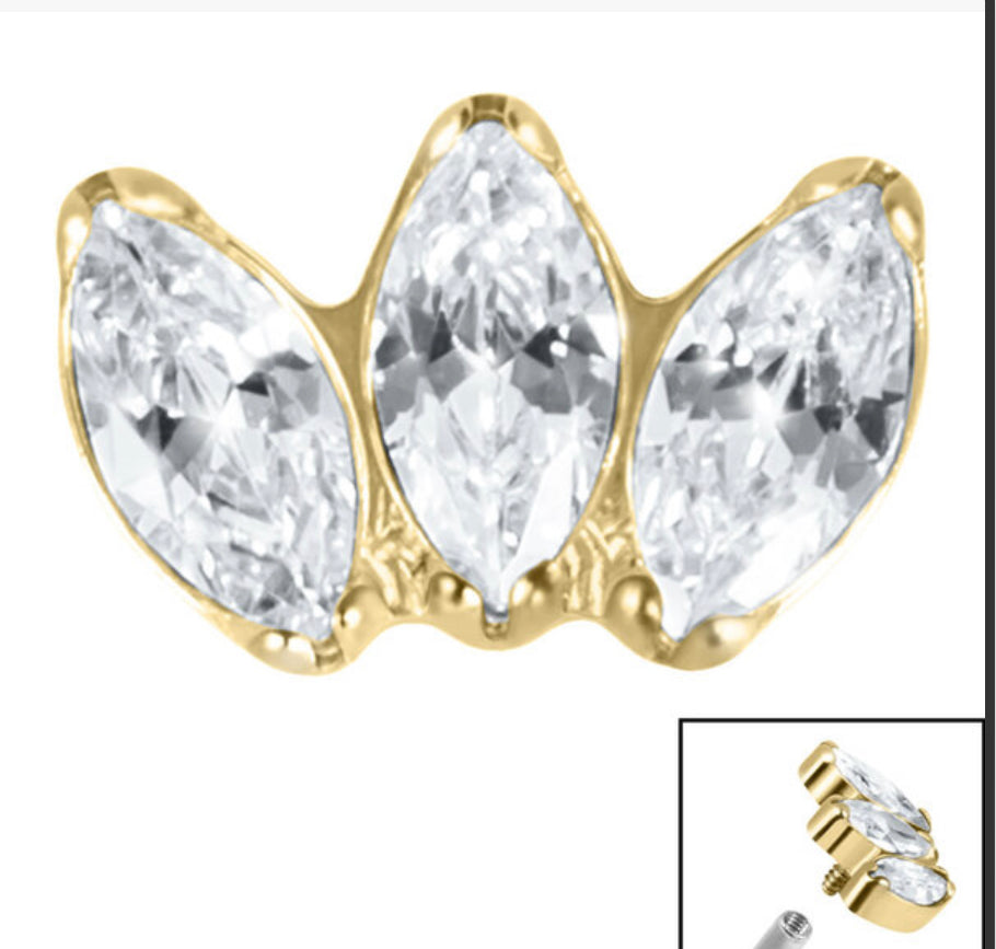 Titanium Claw Set 3 CZ Jewel Marquise Fan (colour variants)