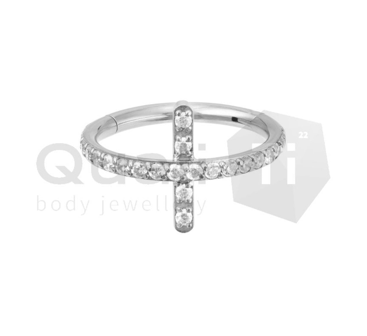 The 'Adelia' Cross Cubic Zirconia Hinged Titanium Ring