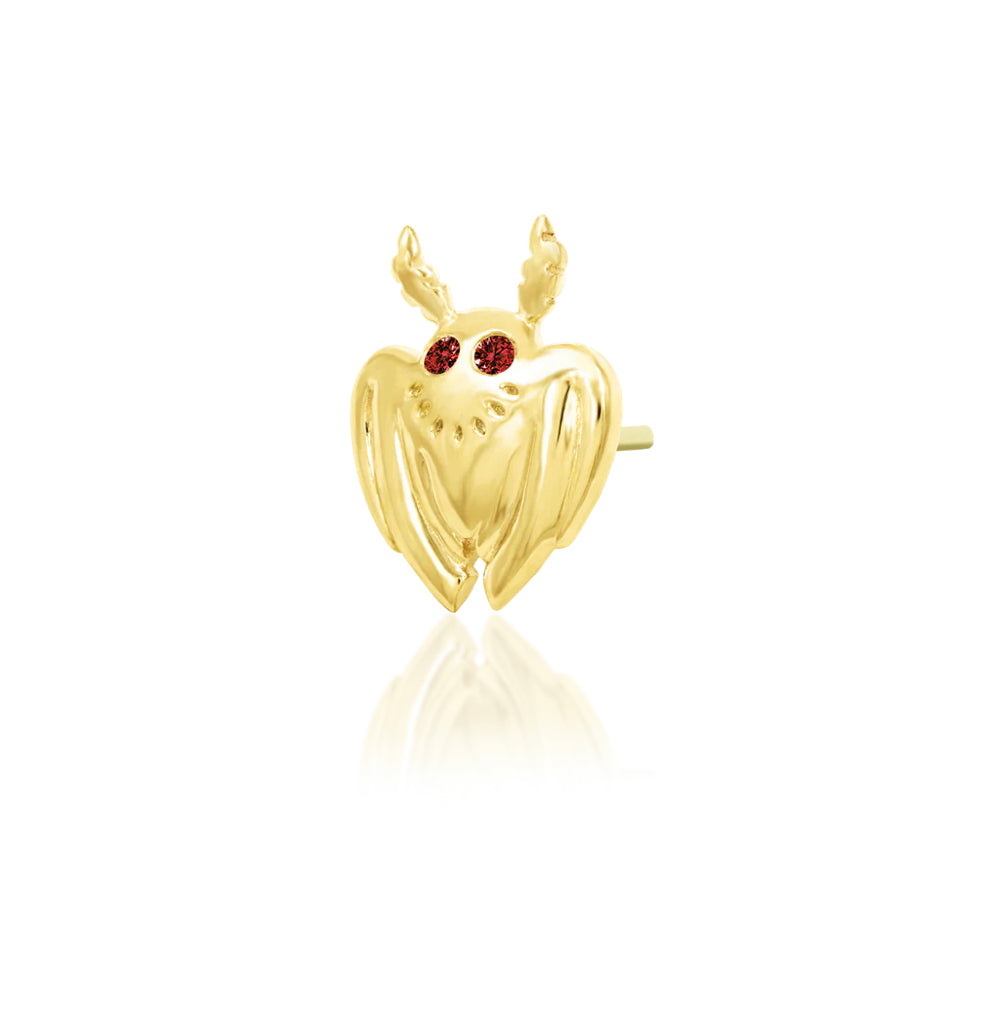 Junipurr Jewellery Mothman 14kt Gold Garnet Moth January Birthstone Threadless End