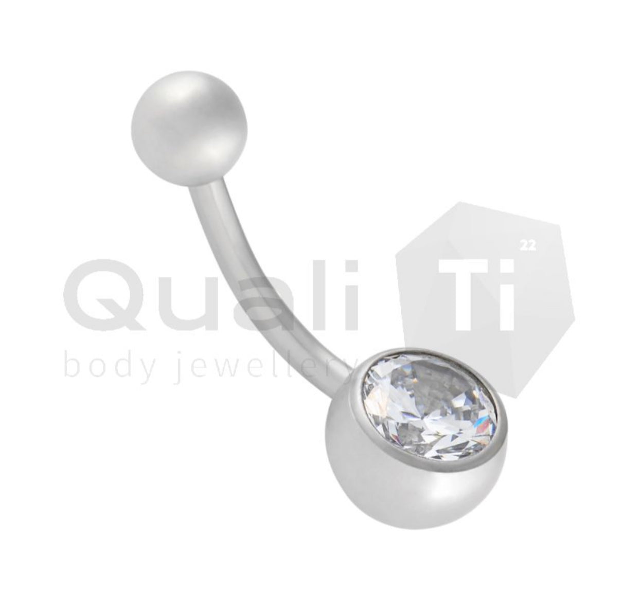 Zirconia Navel Curve QualiTi Titanium (colour variants)