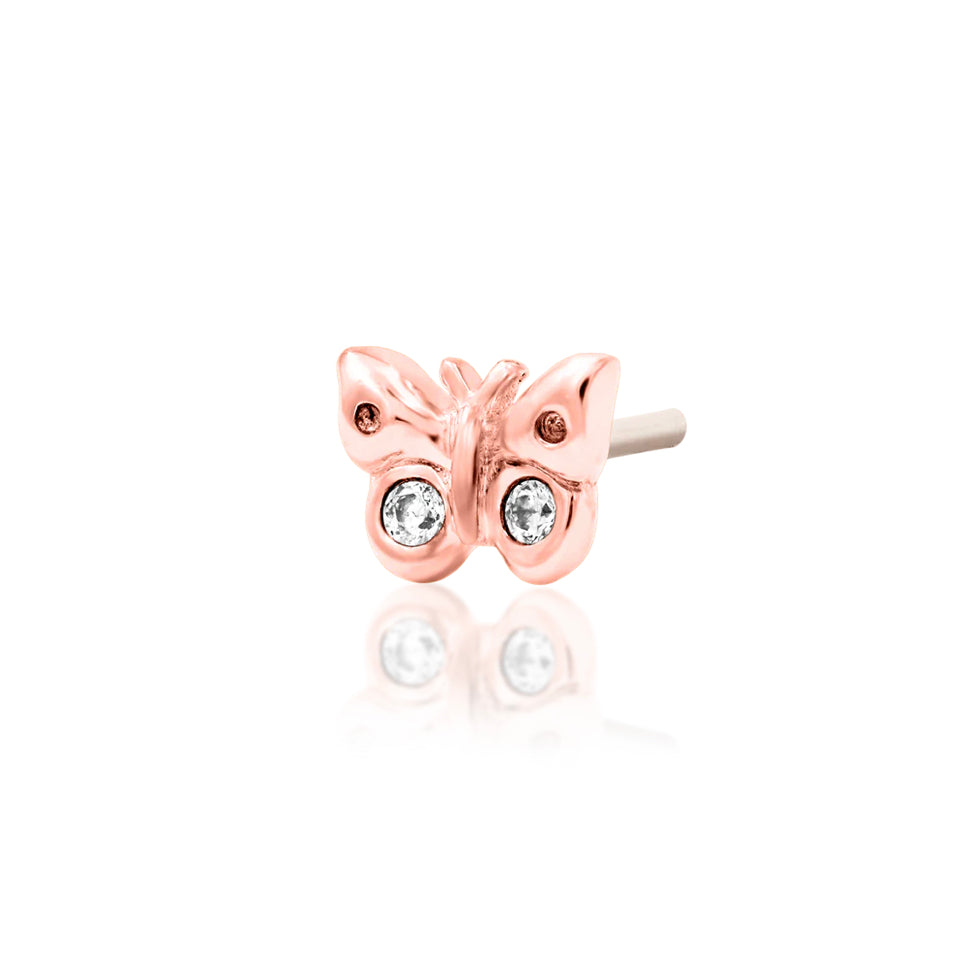Junipurr Mini Butterfly 14k Gold CZ Threadless End | Delicate 3D Sculpted Piercing Jewellery